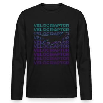 Velociraptor Dinosaur Retro - Men's Premium Organic Long Sleeve Shirt - black - Front - Nico (187cm)