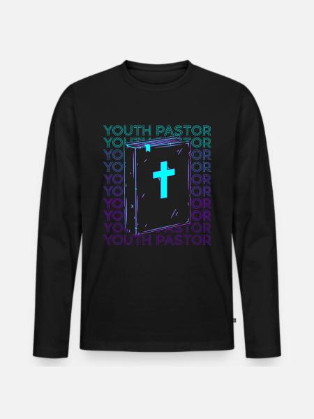 Jugendpfarrer Prediger Christ - Männer Premium Bio Langarmshirt - Schwarz