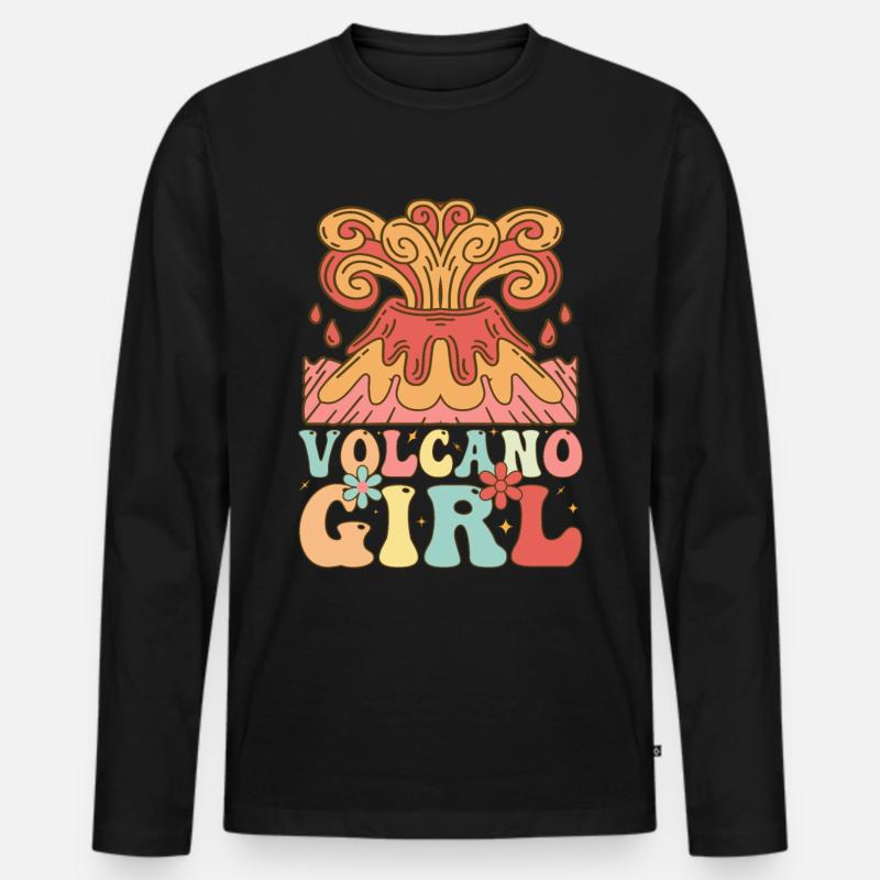 Vulkan-Mädchen Lava Geologin - Männer Premium Bio Langarmshirt - Schwarz