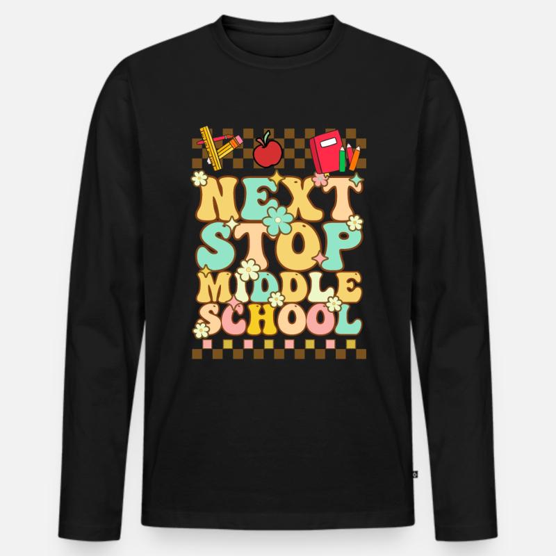Nächster Halt Mittelschule Grundschule - Männer Premium Bio Langarmshirt - Schwarz