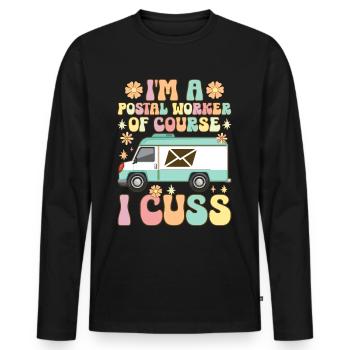 Je suis un postier Je gronde les postiers - T-shirt manches longues Premium bio Homme - noir - Devant - Nico (187cm)
