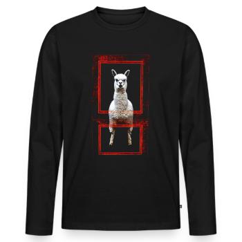 Alpaca Animal Art Graphic Motif Fun Llama - Men's Premium Organic Long Sleeve Shirt - black - Front - Nico (187cm)