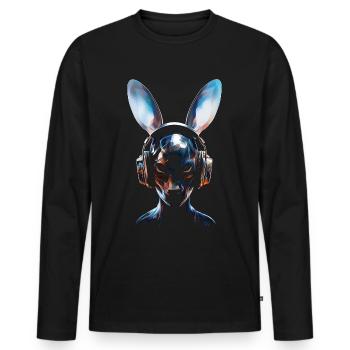 Anime Casque Art Graphiques Humain Lapin - T-shirt manches longues Premium bio Homme - noir - Devant - Nico (187cm)
