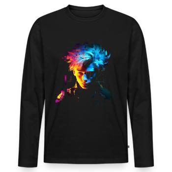 Anime Fantasy Kunst Männer Buntes Motiv Anime - Männer Premium Bio Langarmshirt - Schwarz - Vorne - Nico (187cm)
