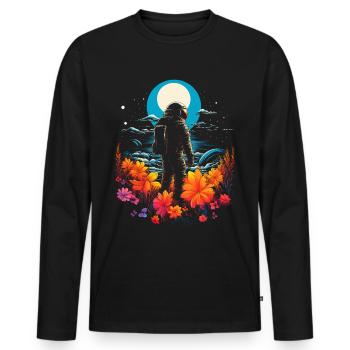 Astronaut Floral Artwork Nature Graphic Motif Astr - Men's Premium Organic Long Sleeve Shirt - black - Front - Nico (187cm)
