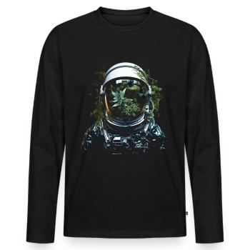 Astronaut Plants Art Graphic Motif Astronaut - Men's Premium Organic Long Sleeve Shirt - black - Front - Nico (187cm)