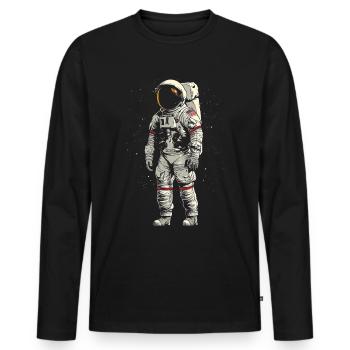 Astronaute Oeuvre Dessin Illustration Graphique - T-shirt manches longues Premium bio Homme - noir - Devant - Nico (187cm)