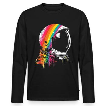 Astronaut Malerei Kunst Zeichnung Motiv Kunstwerk - Männer Premium Bio Langarmshirt - Schwarz - Vorne - Nico (187cm)