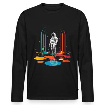 Astronaut Geometrisch Kunst Buntes Motiv Kunstwerk - Männer Premium Bio Langarmshirt - Schwarz - Vorne - Nico (187cm)