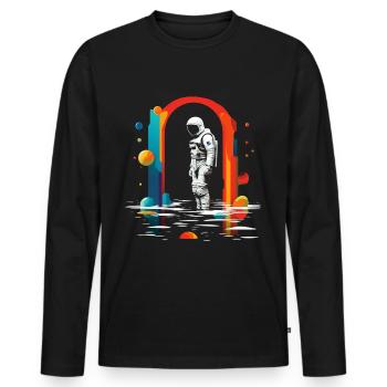 Astronaut Buntes Kunstwerk Geometrisches Motiv Ast - Männer Premium Bio Langarmshirt - Schwarz - Vorne - Nico (187cm)