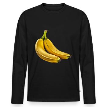 Banana Fruit Art Motif graphique banane - T-shirt manches longues Premium bio Homme - noir - Devant - Nico (187cm)