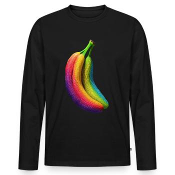 Banane Pixel Oeuvre Fruit Coloré Graphique Banane - T-shirt manches longues Premium bio Homme - noir - Devant - Nico (187cm)