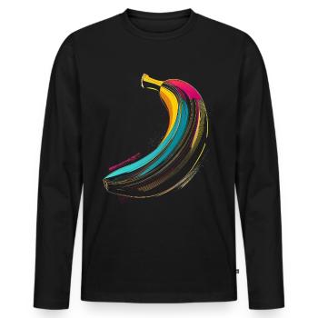 Banane Buntes Obst Kunst Illustration Grafik Banan - Männer Premium Bio Langarmshirt - Schwarz - Vorne - Nico (187cm)