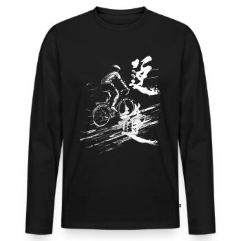 Bicycle Painting Art Drawing Graphic Motif Bicycle - Men's Premium Organic Long Sleeve Shirt - black - Front - Nico (187cm)