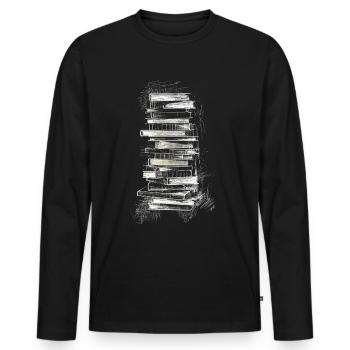 Book, Drawing, Art, Illustration, Graphic, Artwork - Men's Premium Organic Long Sleeve Shirt - black - Front - Nico (187cm)