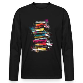 Book Painting Art Illustration Graphic Artwork B - Men's Premium Organic Long Sleeve Shirt - black - Front - Nico (187cm)