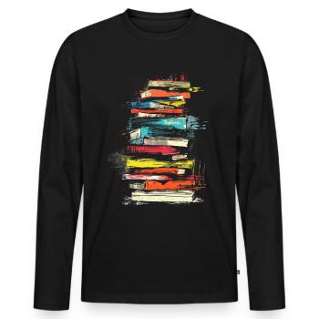 Livre Peinture Illustration Graphique Coloré - T-shirt manches longues Premium bio Homme - noir - Devant - Nico (187cm)