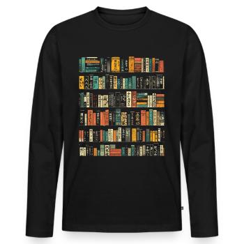 Book Colorful Art Text Graphic Motif Book - Men's Premium Organic Long Sleeve Shirt - black - Front - Nico (187cm)