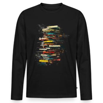 Buch Abstrakte Kunst Zeichnung Malerei Grafik Buch - Männer Premium Bio Langarmshirt - Schwarz - Vorne - Nico (187cm)