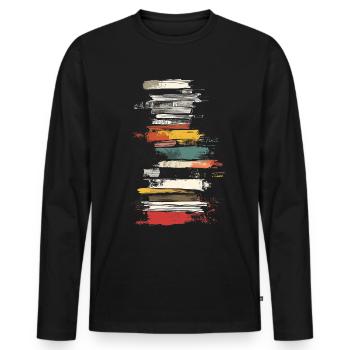 Book Colorful Painting Art Graphic Motif Book - Men's Premium Organic Long Sleeve Shirt - black - Front - Nico (187cm)