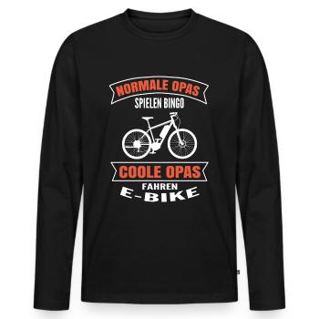 E-Bike Normal Grandpa Riding Bicycle with Battery Biking - Men's Premium Organic Long Sleeve Shirt - black - Front - Nico (187cm)