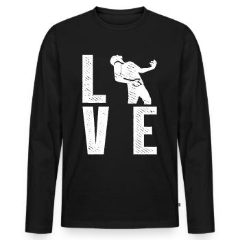 LOVE Air Guitar Air Guitarist - Men's Premium Organic Long Sleeve Shirt - black - Front - Nico (187cm)