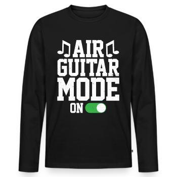 Air Guitar Mode on Funny Air Guitarist - Men's Premium Organic Long Sleeve Shirt - black - Front - Nico (187cm)