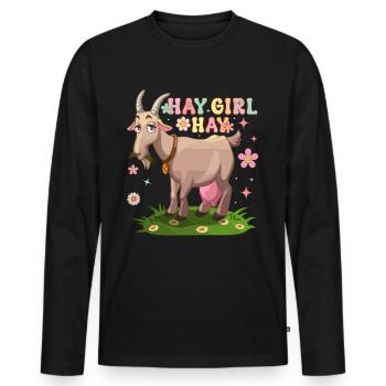 Heumädchen Heu Groovy Ziegenmädchen Landwirt - Männer Premium Bio Langarmshirt - Schwarz - Vorne - Nico (187cm)