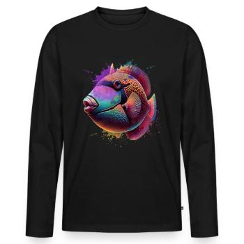 Humuhumunukunukuapua'a Hawaiianischer Riff-Drücker - Männer Premium Bio Langarmshirt - Schwarz - Vorne - Nico (187cm)