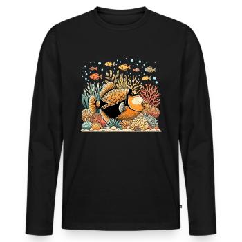 Humuhumunukunukuapua’a Pousseur de récif hawaïen - T-shirt manches longues Premium bio Homme - noir - Devant - Nico (187cm)