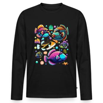Humuhumunukunukuapua'a Hawaiianischer Riff-Drücker - Männer Premium Bio Langarmshirt - Schwarz - Vorne - Nico (187cm)