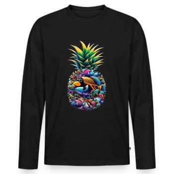 Humuhumunukunukuapua'a Hawaiian Reef Pusher - Men's Premium Organic Long Sleeve Shirt - black - Front - Nico (187cm)