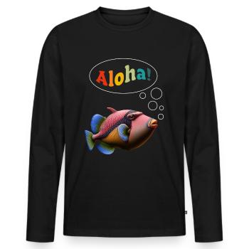 Humuhumunukunukuapua'a Hawaiianischer Riff-Drücker - Männer Premium Bio Langarmshirt - Schwarz - Vorne - Nico (187cm)