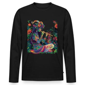 Faun Satyrs Goat Men Roman Mythology Pop - Men's Premium Organic Long Sleeve Shirt - black - Front - Nico (187cm)