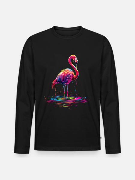 Flamingo Pop Art - Men's Premium Organic Long Sleeve Shirt - black