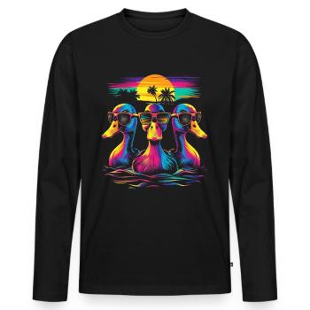 Ducks Duckling Ducky Sunglasses Beach Sunglasses - Men's Premium Organic Long Sleeve Shirt - black - Front - Nico (187cm)