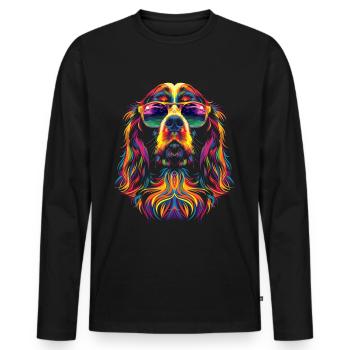 Englischer Springer Spaniel Hund Sonnenbrille Pop - Männer Premium Bio Langarmshirt - Schwarz - Vorne - Nico (187cm)