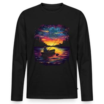 Fishing Fisherman Fisherman Pop Art - Men's Premium Organic Long Sleeve Shirt - black - Front - Nico (187cm)
