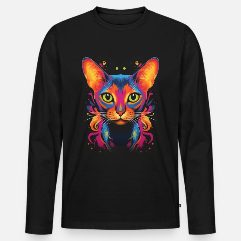 Abessinier Katze Pop Art - Männer Premium Bio Langarmshirt - Schwarz
