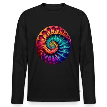 Ammonit Fossil Paläontologie Pop Art - Männer Premium Bio Langarmshirt - Schwarz - Vorne - Nico (187cm)