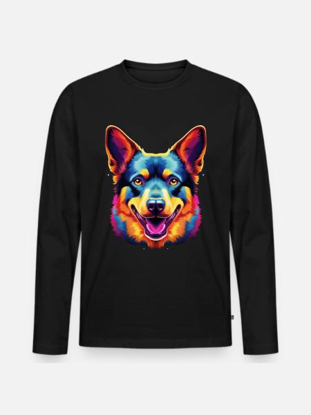 Australian Cattle Dog Pop Art - Men's Premium Organic Long Sleeve Shirt - black