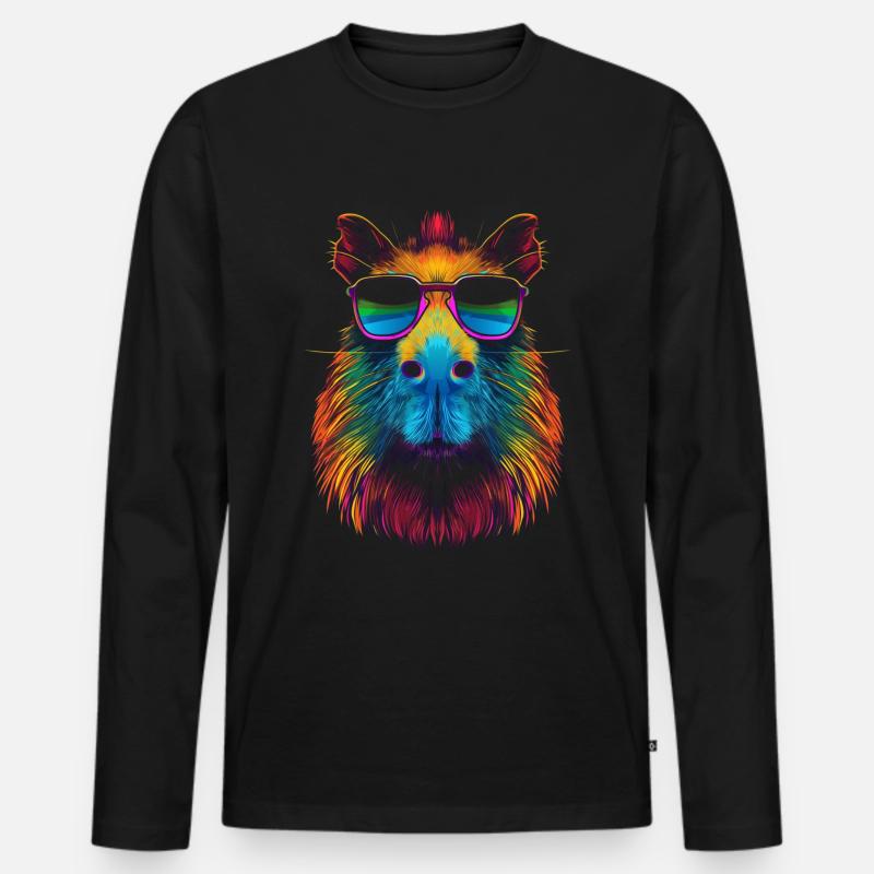 Capybara Capibara Sonnenbrille Pop Art - Männer Premium Bio Langarmshirt - Schwarz