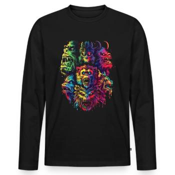 Cryptozoologie Conspiration cryptide Pop Art - T-shirt manches longues Premium bio Homme - noir - Devant - Nico (187cm)