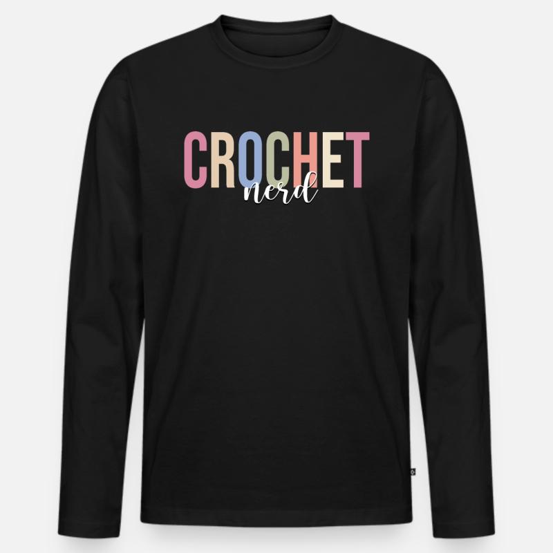 Stricken Garn Liebhaber - Männer Premium Bio Langarmshirt - Schwarz