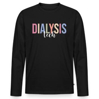 Dialysis Technician - Men's Premium Organic Long Sleeve Shirt - black - Front - Nico (187cm)