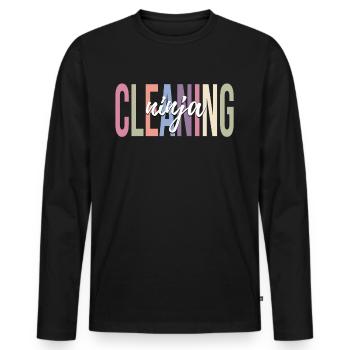Équipe de nettoyage du concierge de l’école - T-shirt manches longues Premium bio Homme - noir - Devant - Nico (187cm)