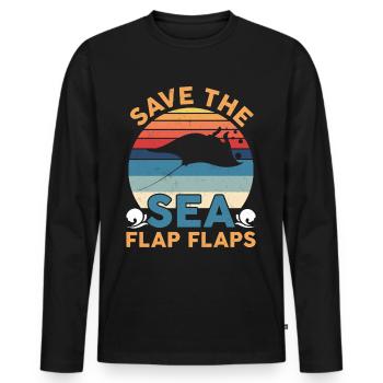 Manta Ray Stingray Save The Sea Flap Flaps Illustr - Männer Premium Bio Langarmshirt - Schwarz - Vorne - Nico (187cm)