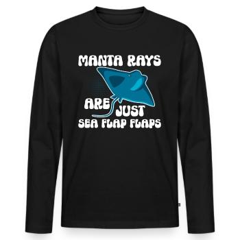 Manta rays are just sea flaps Mantaro - Men's Premium Organic Long Sleeve Shirt - black - Front - Nico (187cm)