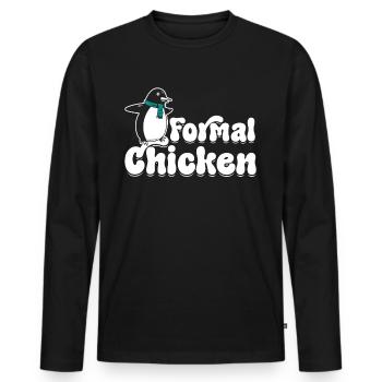 Drôle Meme Penguin Lover Poulet formel Illust - T-shirt manches longues Premium bio Homme - noir - Devant - Nico (187cm)