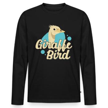 Funny Ostrich Lover Giraffe Bird Illustration for - Men's Premium Organic Long Sleeve Shirt - black - Front - Nico (187cm)